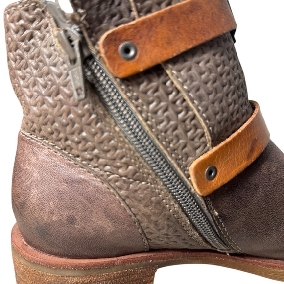 Sofft Baywood Ankle Boots Womens 7M Brown Tan Leather Buckle Moto Straps Zip Up - Picture 10 of 16